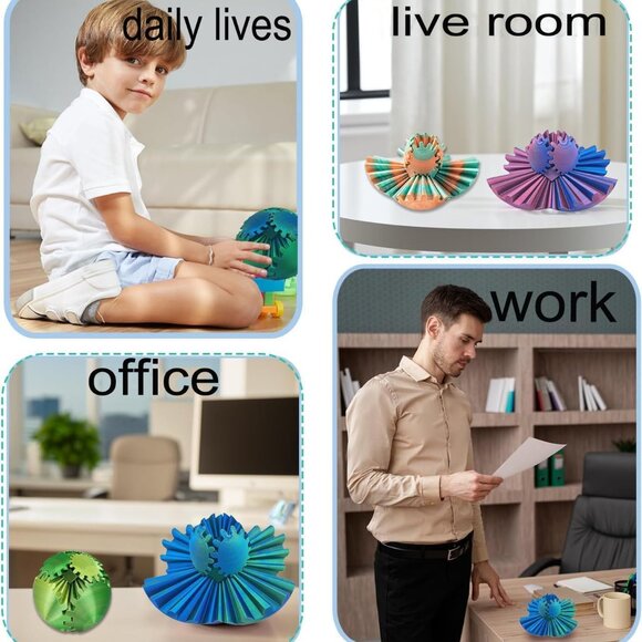 Sensory Toys 3D Printed Gear Ball Fidget Spinners Spin Ball(1 Set(Any Color)) - Picture 3 of 10